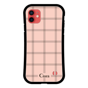 iPhone11 グリップ 耐衝撃ケース グラフチェック ママレード