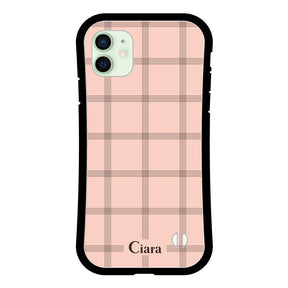 iPhone12mini グリップ 耐衝撃ケース グラフチェック ママレード