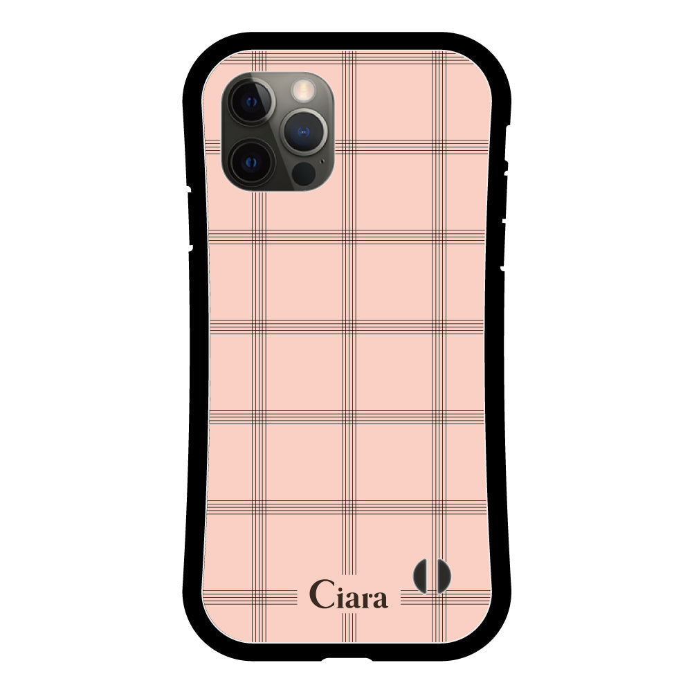 iPhoneX/XS グリップ 耐衝撃ケース グラフチェック ママレード