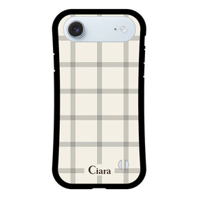 iPhoneAir グリップ 耐衝撃ケース グラフチェック ベージュ