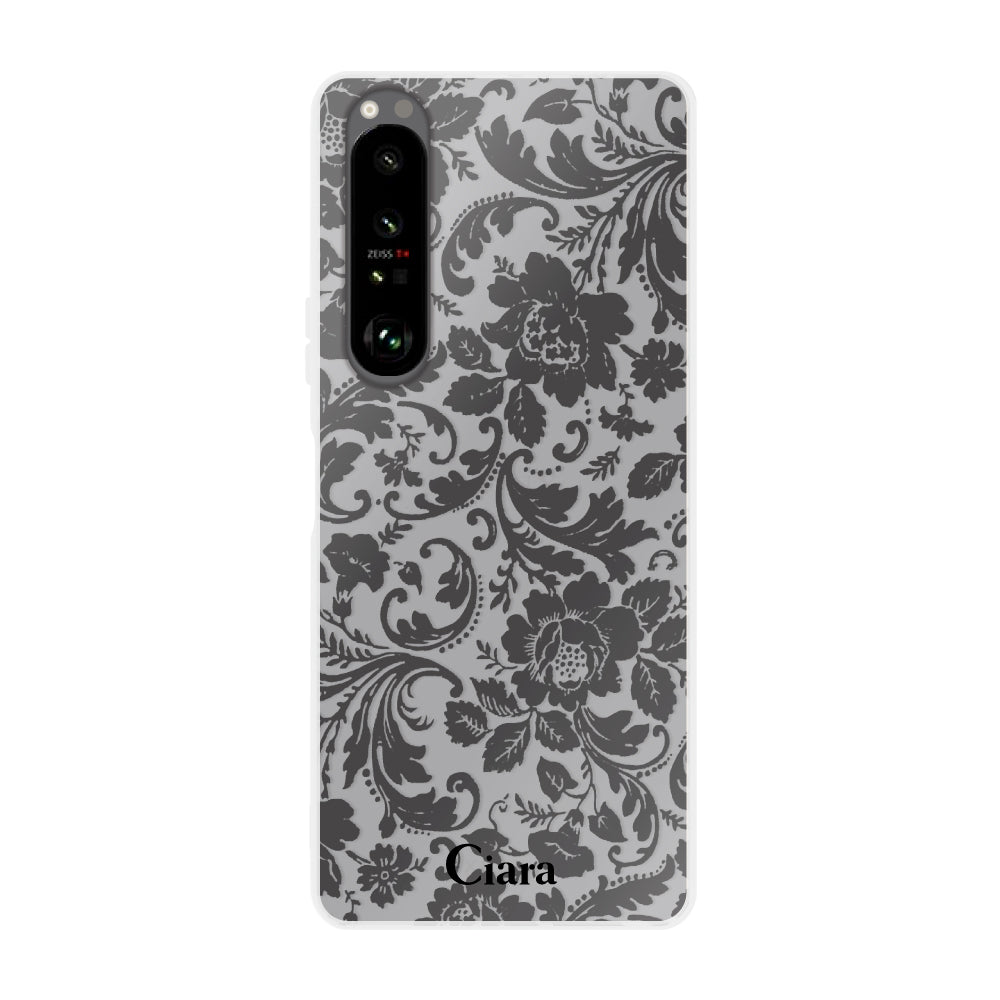 Xperia5Ⅲ クリアケース ヴィンテージフラワー ブラック