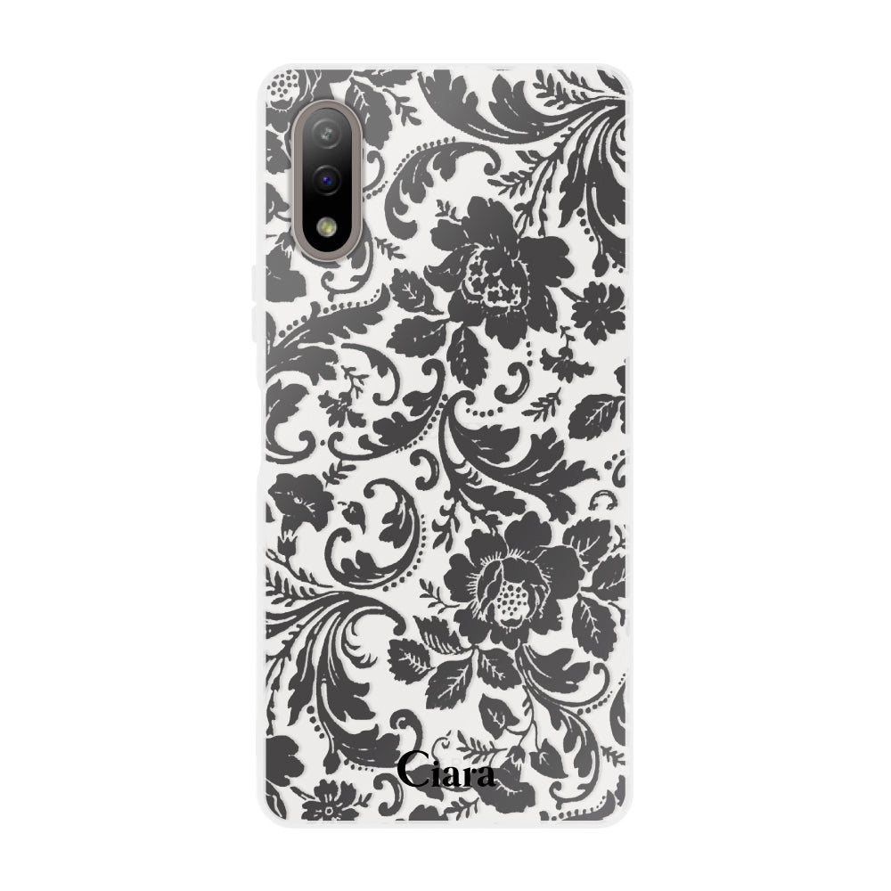 Xperia10Ⅲ クリアケース ヴィンテージフラワー ブラック
