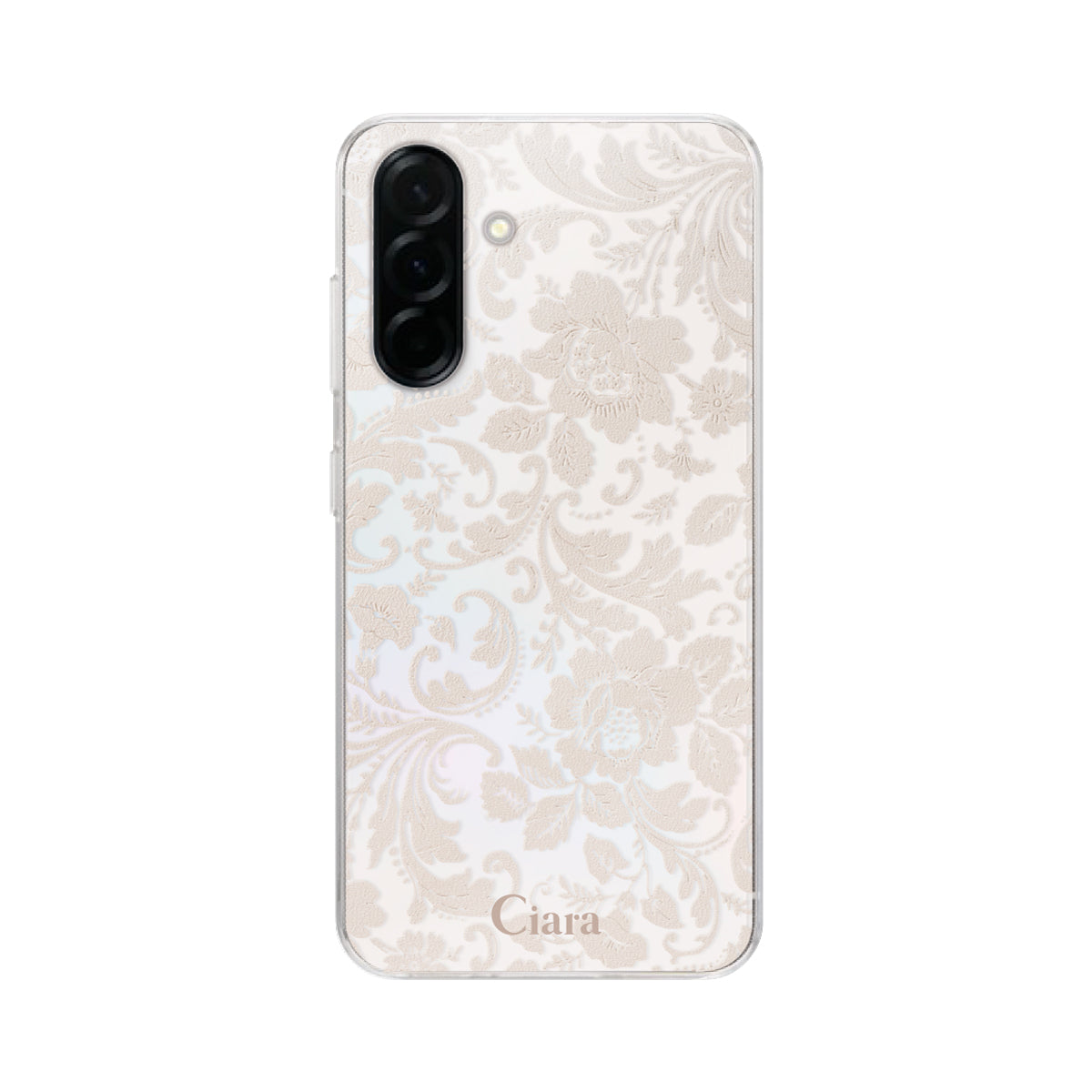 GalaxyA36 クリアケース ヴィンテージフラワー ピンク