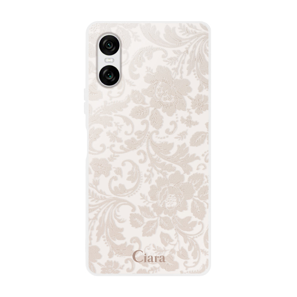 Xperia1Ⅶ クリアケース ヴィンテージフラワー ピンク