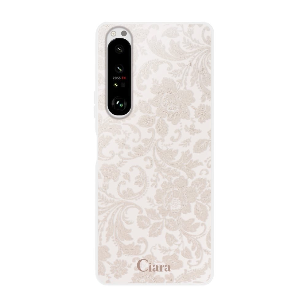 Xperia10Ⅱ クリアケース ヴィンテージフラワー ピンク