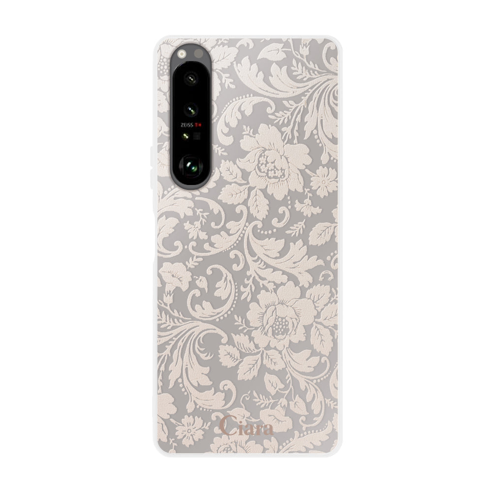 Xperia5Ⅲ クリアケース ヴィンテージフラワー ピンク