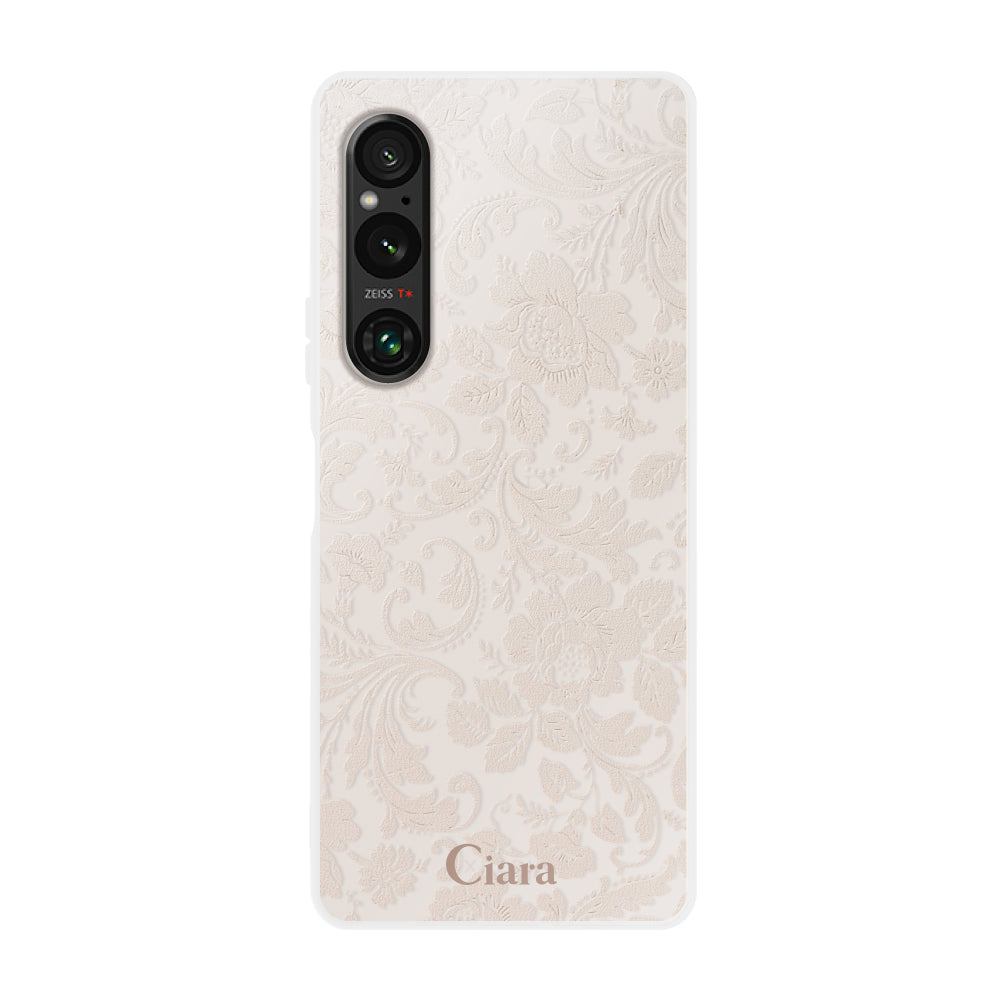 Xperia10Ⅴ クリアケース ヴィンテージフラワー ピンク
