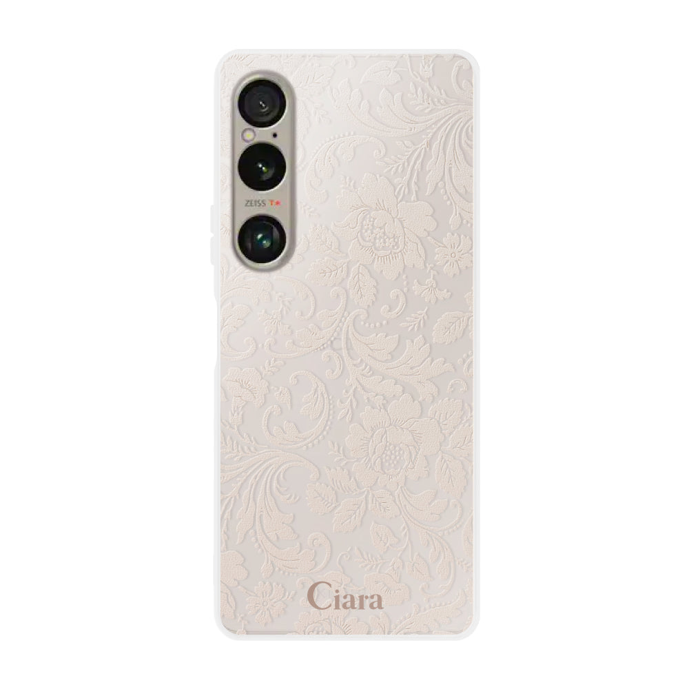 Xperia10VI クリアケース ヴィンテージフラワー ピンク