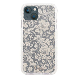 iPhone13mini クッションバンパー 耐衝撃クリアケース ヴィンテージフラワー ピンク