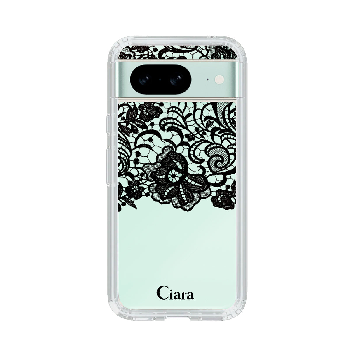 GooglePixel8a クリアケース ファブリックカラーレース ブラック