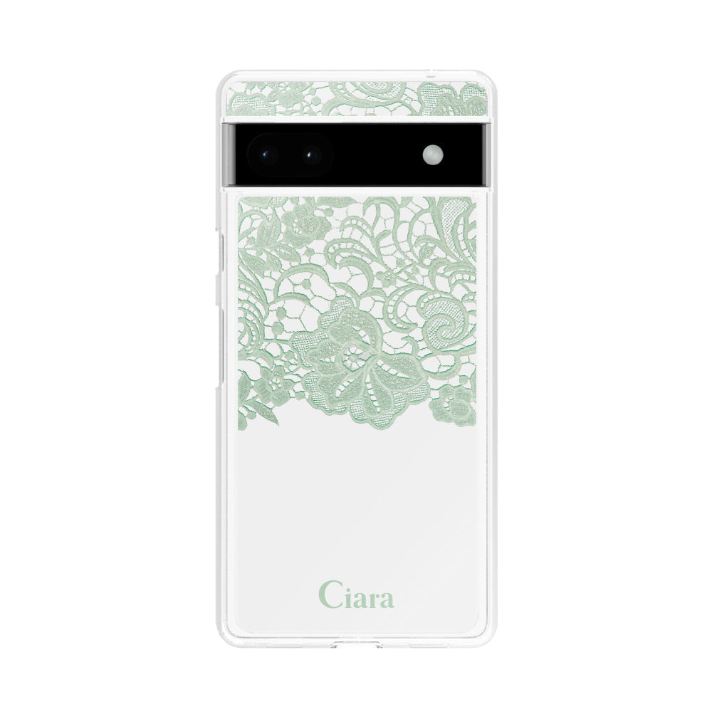 GooglePixel7 クリアケース ファブリックカラーレース ブラック