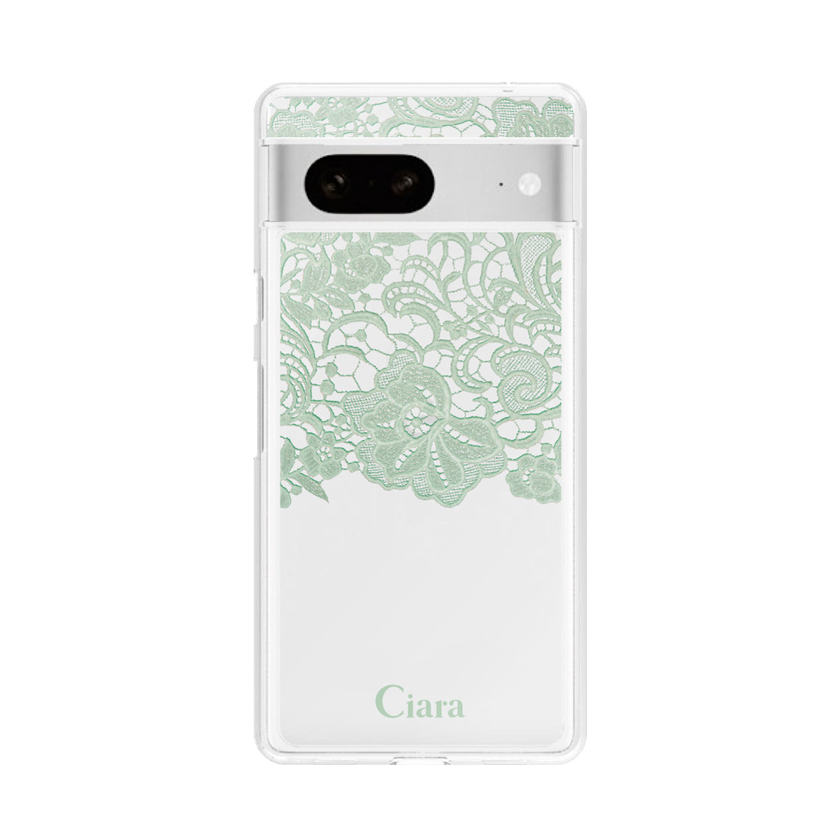 GooglePixel7a クリアケース ファブリックカラーレース グリーン