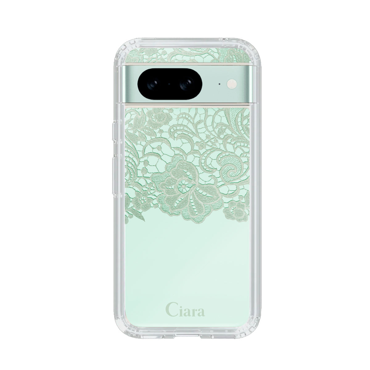 GooglePixel8a クリアケース ファブリックカラーレース グリーン