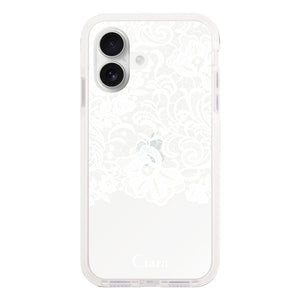 iPhoneケース クッションバンパー 耐衝撃クリアケース ファブリックカラーレース