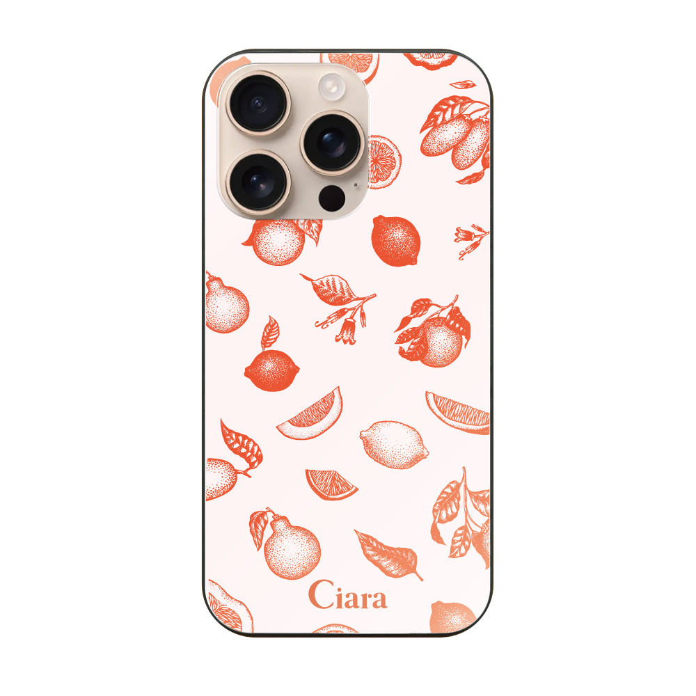 iPhone16Pro ガラス 強化ガラスケース ロマンティックレモン オレンジ