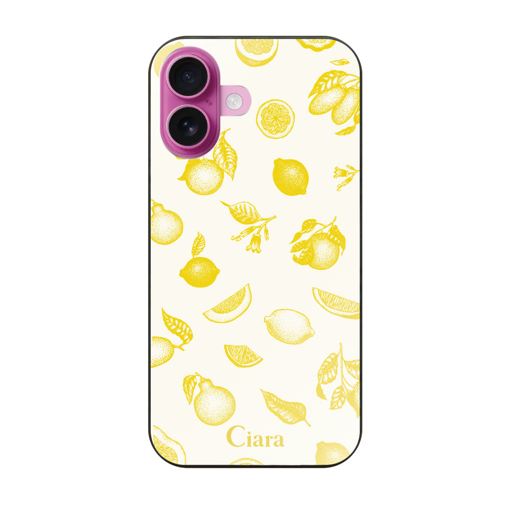 iPhone16 ガラス 強化ガラスケース ロマンティックレモン イエロー