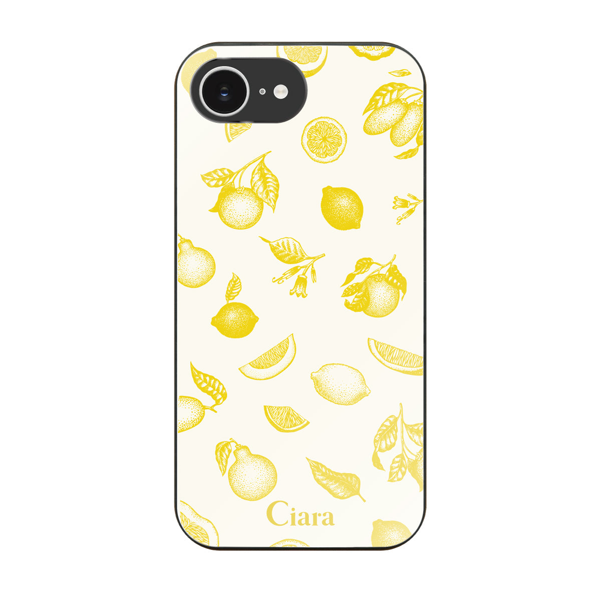 iPhone16e ガラス 強化ガラスケース ロマンティックレモン イエロー