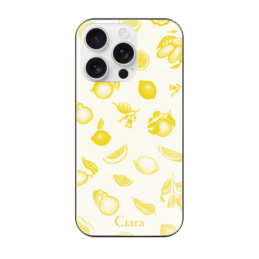 iPhone16ProMax ガラス 強化ガラスケース ロマンティックレモン イエロー
