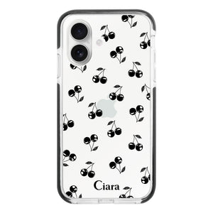 iPhoneケース クッションバンパー 耐衝撃クリアケース ロマンティックチェリー