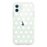 iPhone12mini クッションバンパー 耐衝撃クリアケース ドット ホワイト