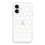iPhone16 クッションバンパー 耐衝撃クリアケース ドット ホワイト