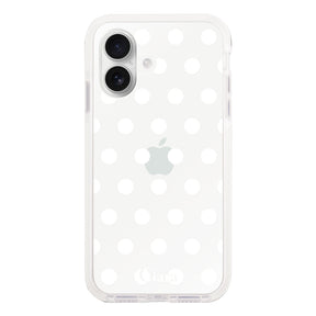 iPhone16 クッションバンパー 耐衝撃クリアケース ドット ホワイト