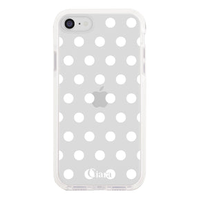 iPhone7/8/SE2/SE3 クッションバンパー 耐衝撃クリアケース ドット ホワイト