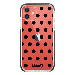 iPhone11 クッションバンパー 耐衝撃クリアケース ドット ブラック