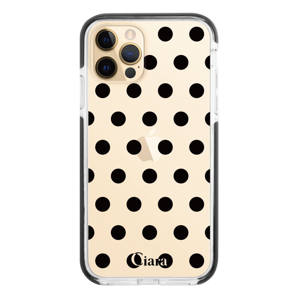 iPhone11ProMax クッションバンパー 耐衝撃クリアケース ドット ブラック