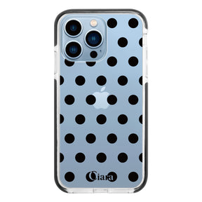 iPhone13ProMax クッションバンパー 耐衝撃クリアケース ドット ブラック