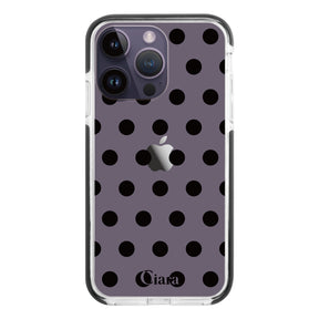 iPhone14ProMax クッションバンパー 耐衝撃クリアケース ドット ブラック