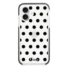 iPhone16 クッションバンパー 耐衝撃クリアケース ドット ブラック
