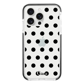 iPhone16ProMax クッションバンパー 耐衝撃クリアケース ドット ブラック