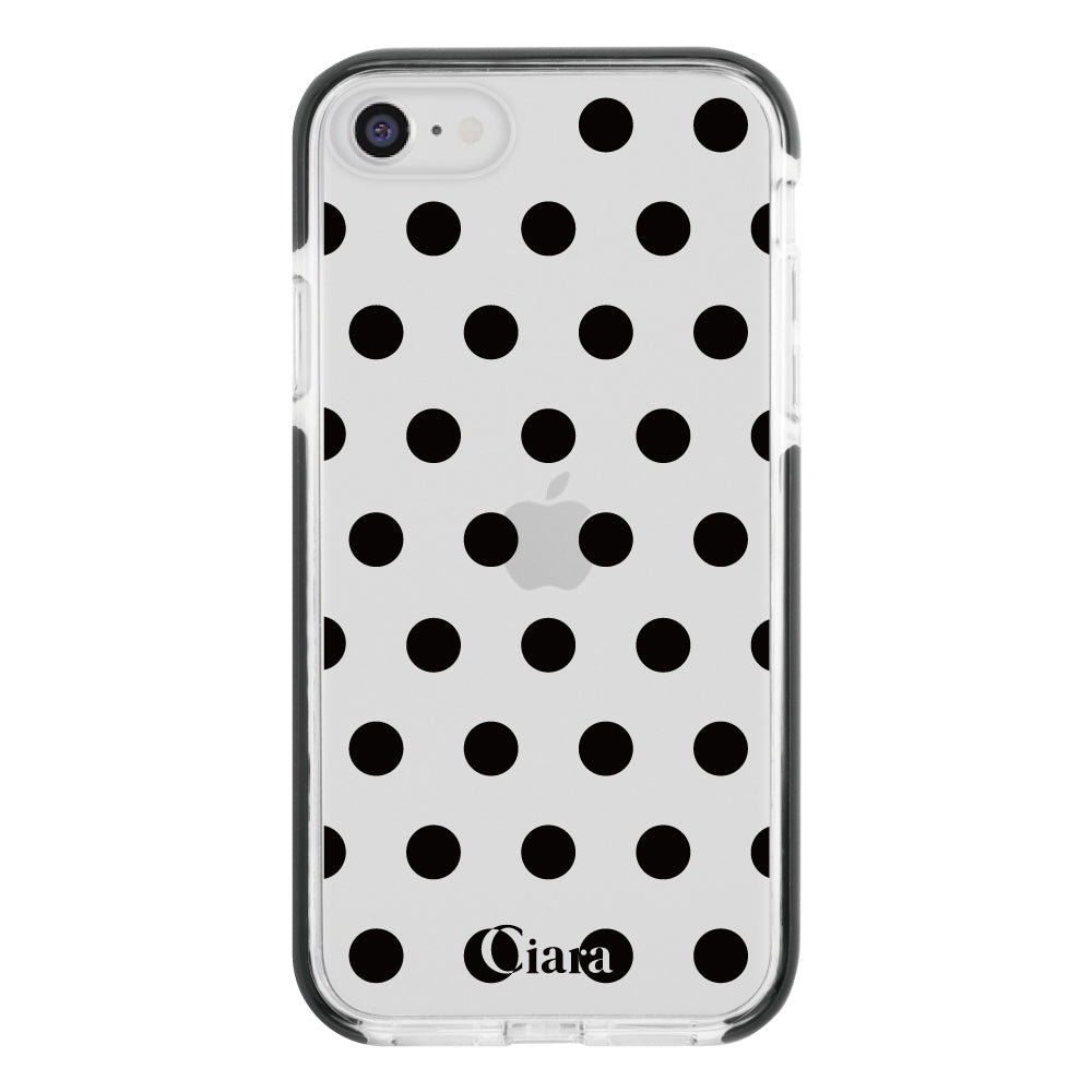 iPhone7Plus/8Plus クッションバンパー 耐衝撃クリアケース ドット ブラック