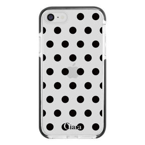 iPhone7/8/SE2/SE3 クッションバンパー 耐衝撃クリアケース ドット ブラック