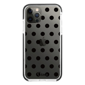 iPhoneX/XS クッションバンパー 耐衝撃クリアケース ドット ブラック