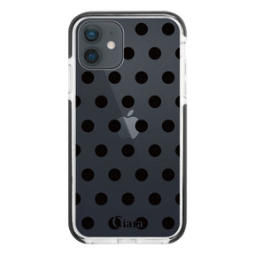 iPhoneXR クッションバンパー 耐衝撃クリアケース ドット ブラック