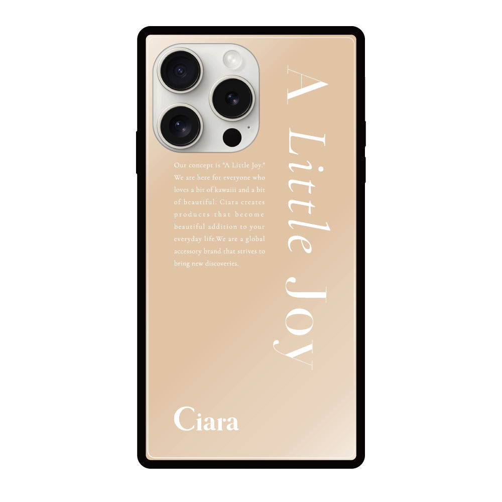 iPhone15ProMaxケース スクエア 強化ガラスケース アリトルジョイ ベージュ
