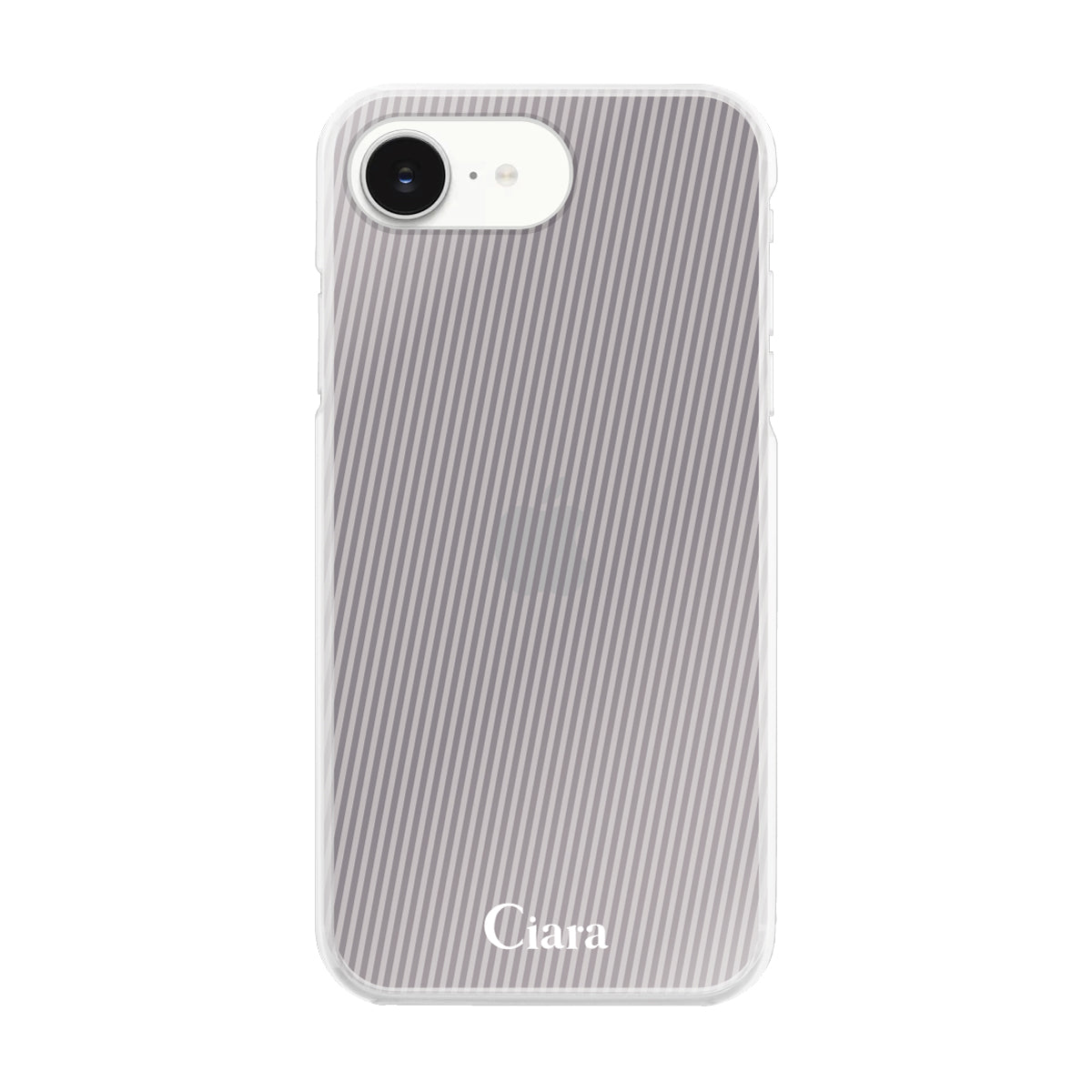 iPhone16e ハイブリッド クリアケース シアーストライプ パープル
