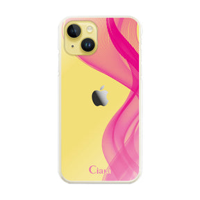 iPhone14Plus ハイブリッド クリアケース シアーリボン ピンク