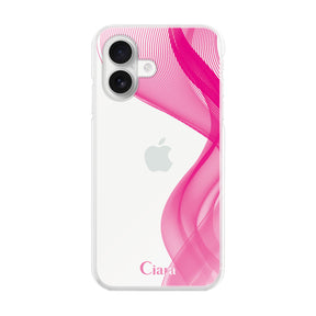 iPhone16 ハイブリッド クリアケース シアーリボン ピンク