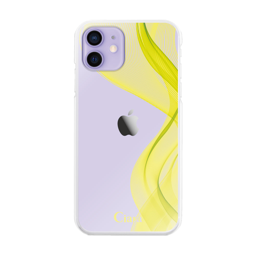 iPhone12/12Pro ハイブリッド クリアケース シアーリボン イエロー