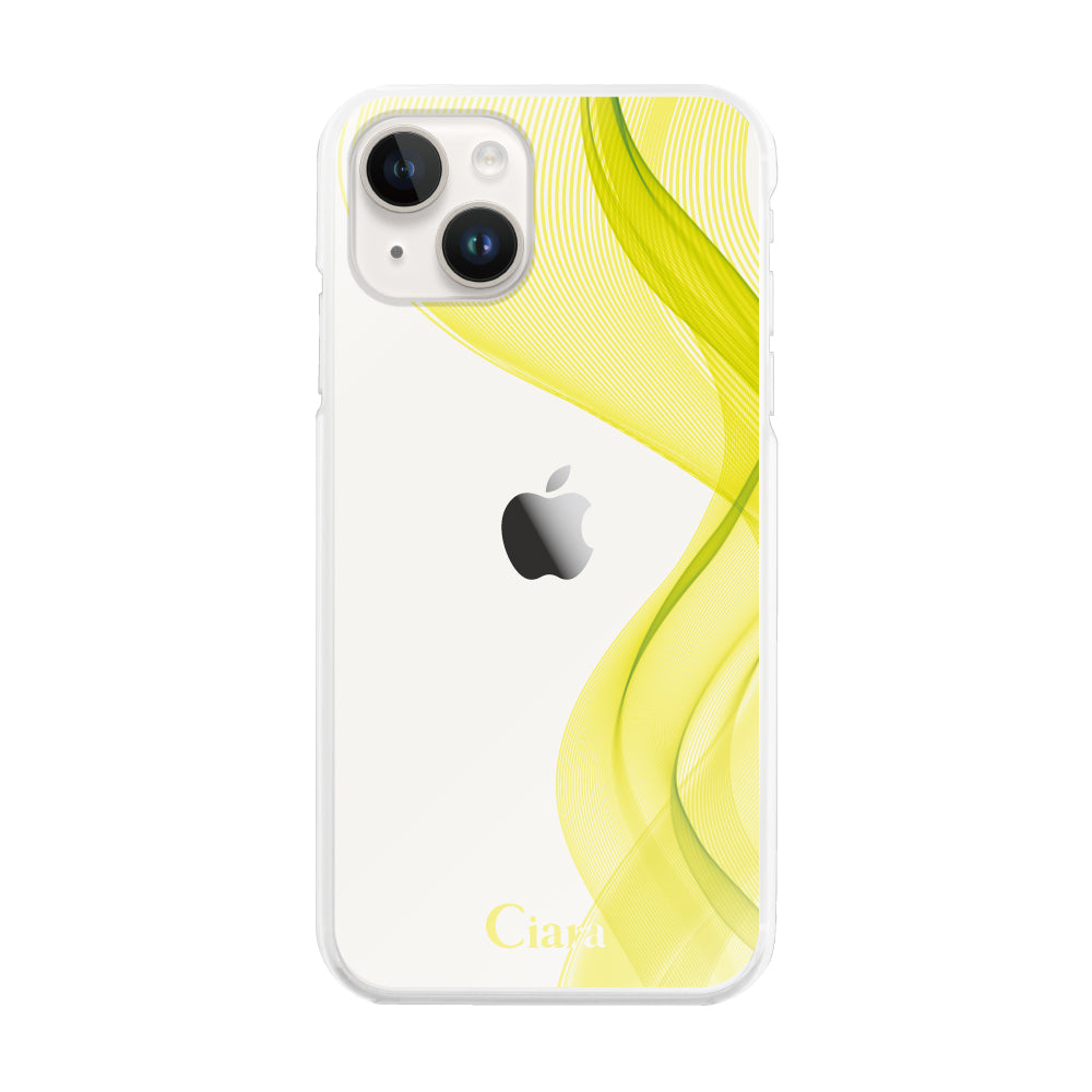 iPhone14 ハイブリッド クリアケース シアーリボン イエロー
