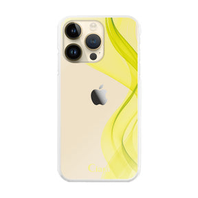 iPhone14Pro ハイブリッド クリアケース シアーリボン イエロー