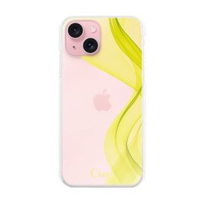 iPhone15 ハイブリッド クリアケース シアーリボン イエロー