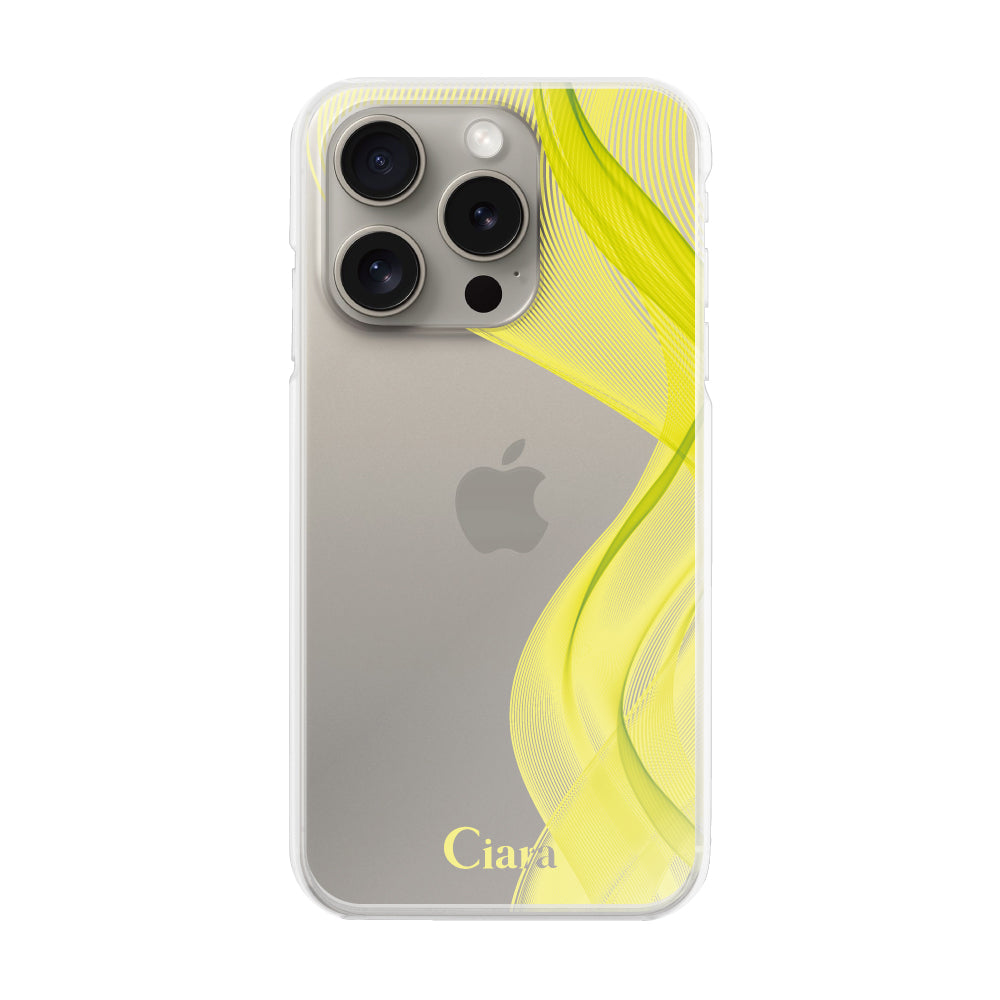 iPhone15Pro ハイブリッド クリアケース シアーリボン イエロー
