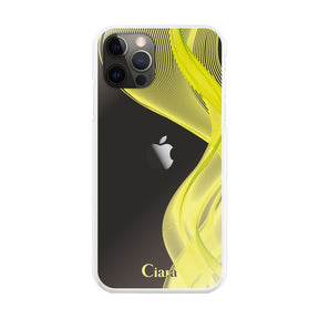 iPhoneX/XS ハイブリッド クリアケース シアーリボン イエロー
