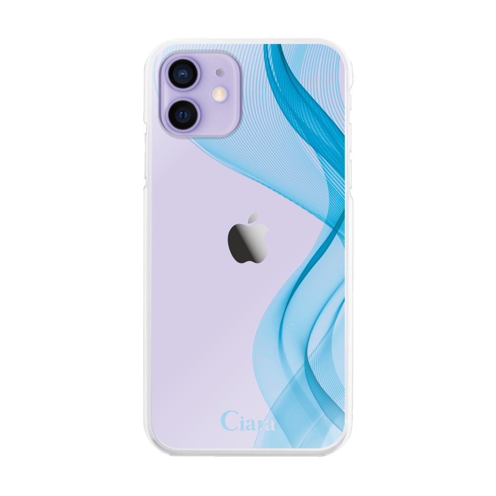 iPhone12/12Pro ハイブリッド クリアケース シアーリボン ブルー