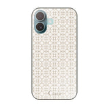 iPhone16Plus ガラス 強化ガラスケース シアラマカダムフルパターン ベージュ