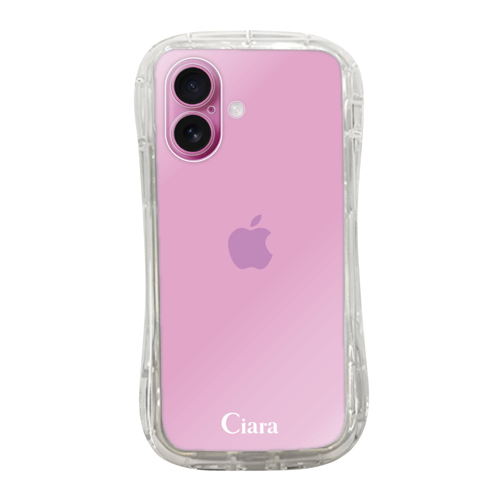 iPhone16 TPUグリップ クリアケース ロゴ ホワイト